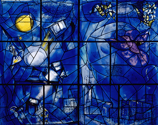 Marc Chagall, Central window from American Windows, 1966, Art Institute of Chicago. Image: The Art Institute of Chicago / Art Resource, NY / Scala, Florence, Artwork: © ADAGP, Paris and DACS, London 2022